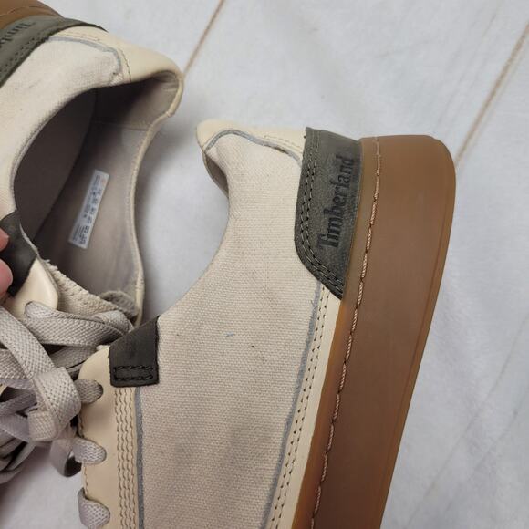 Timberland Earthkeepers Atlanta cream canvas green leather sneakers low shoes - Picture 5 of 11